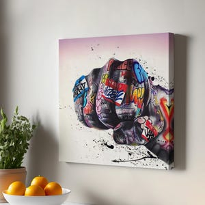 Street Graffiti Wall Art Canvas Print, Banksy Colorful Graffiti Pop Art, Framed Canvas Wall Art, Large Wall Art, Housewarming Gifts