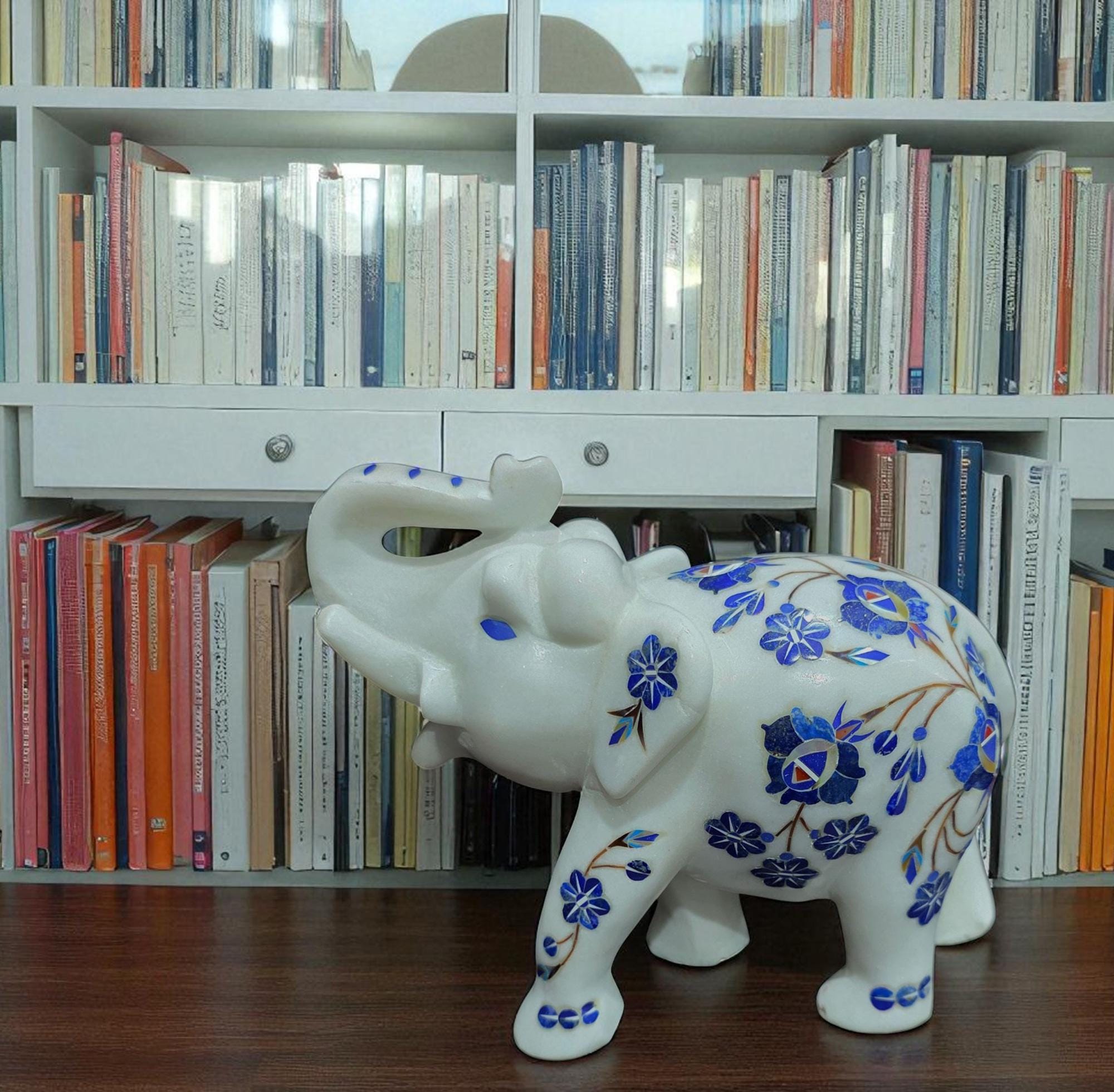 大理石象嵌象像、インドの石の芸術、室内装飾ギフト - Etsy 日本