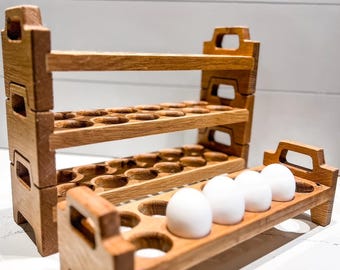 Porte-oeufs frais moderne en chêne blanc - Fini naturel