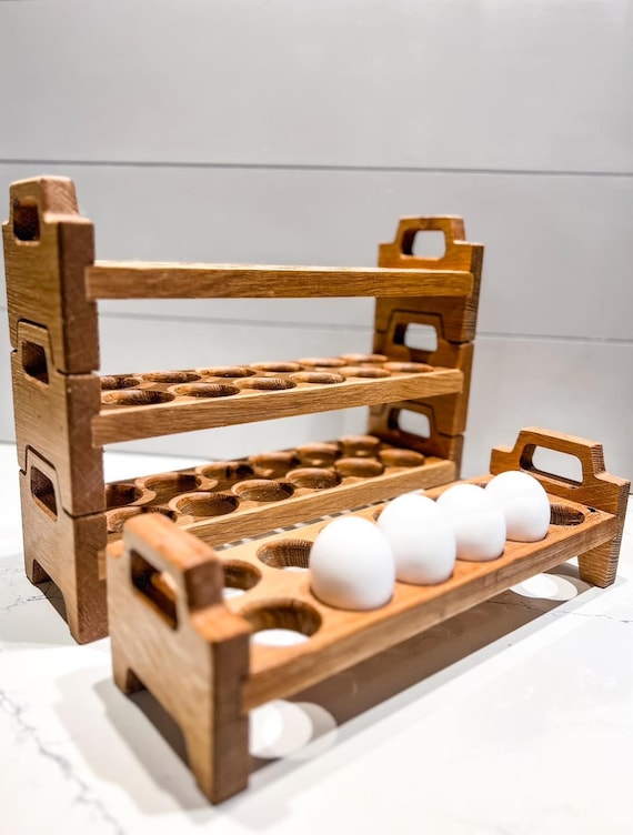 Modern White Oak Fresh Egg Holder - Natural Finish