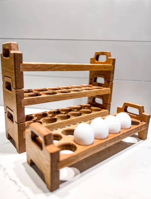 Modern White Oak Fresh Egg Holder