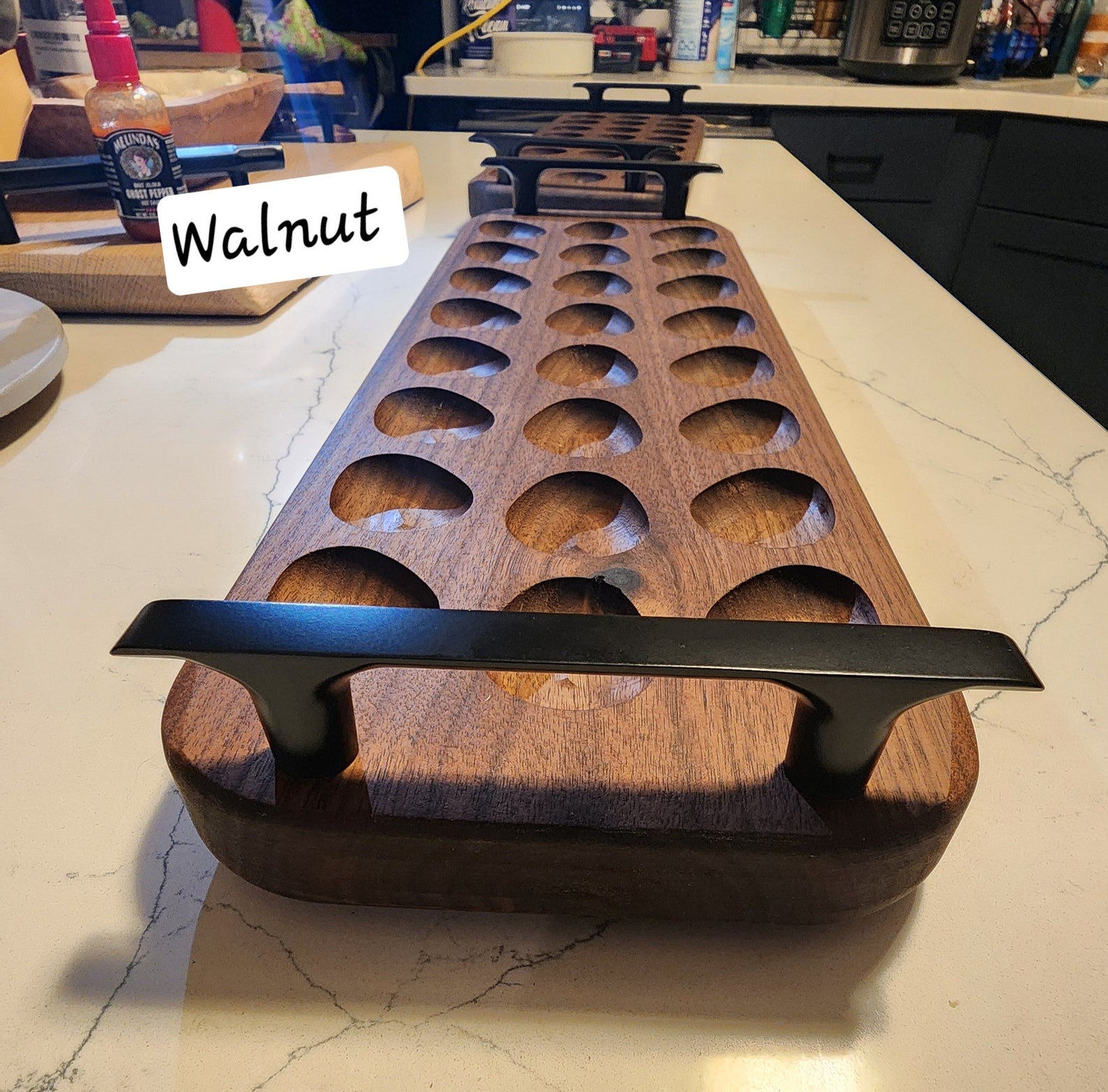 Hardwood Deviled Egg Tray with Handles - Walnut