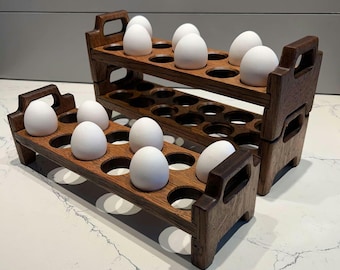 Modern White Oak Fresh Egg Holder - Walnut Finish