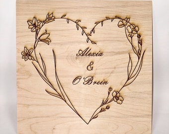 Customized Wood-engraved Heart with Couple Names