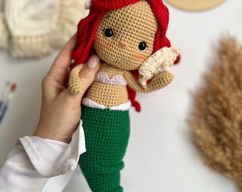 Zeemeerminpop: handgemaakte gehaakte pop, zachte amigurumi-pluche, gehaakte zeemeermin