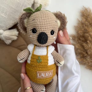 Soft plush koala amigurumi, cute crochet koala bear, handmade plush Australian animal, boho nursery decor, organic baby toy, gift for niece