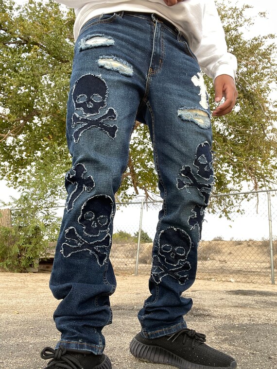 Custom distressed cheap jeans