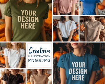 Autumn T-Shirt Mockup Bundle | Fall, Pumpkin, Cozy (JPG Digital Download)