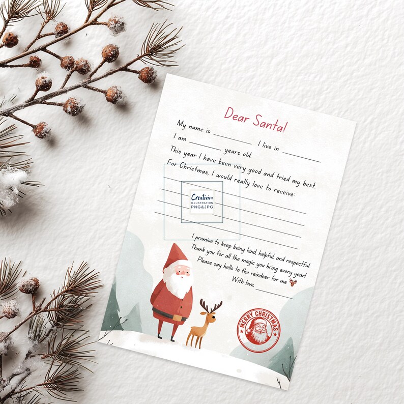 Letter to Santa Printable | Kids Christmas Wish List (PDF) - Etsy Canada