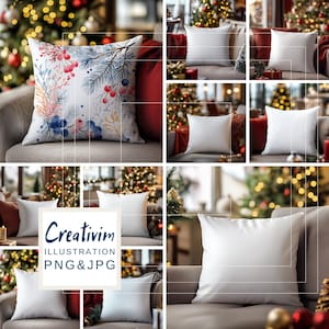 9 Christmas Pillow Mockup, Christmas Mockup, Pillow Mockup, Cushion Mock up Digital, commercial use