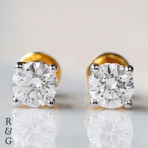 2 CT Lab Diamond Stud Earring, 14k Gold Lab Grown Diamond Stud, Wedding Earring, Anniversary Gift