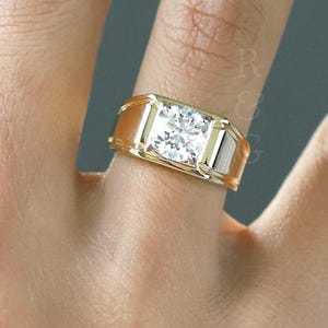 2 Carat Lab Grown Diamond Mens Ring: 14K Gold Wedding Band, IGI Certified