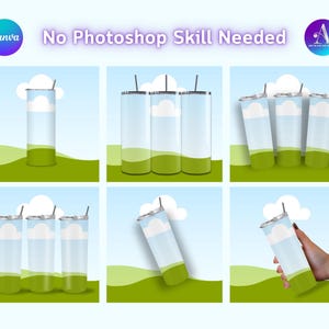 12x Canva Tumbler Mockup Bundle | Drag and Drop Canva Tumbler Template | Add Your Own Background | 20oz Mockup | 4 Backgrounds Included