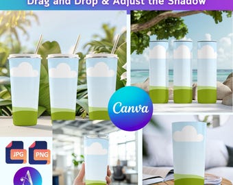 19x 20oz Tumbler Mockup Bundle: Canva Template, Sublimation Designs (Digital Download)