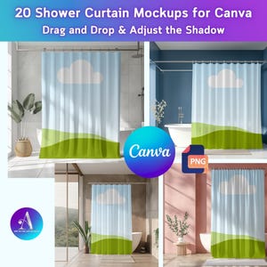 20 Shower Curtain Mockup Set for Canva: Modern Home Decor (Digital Download)