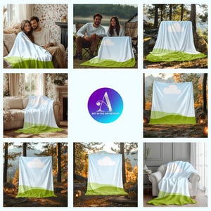 High-Quality Blanket Mockups for Canva template , just Drag and drop your designs and adjust the shadow , Including commercial use.