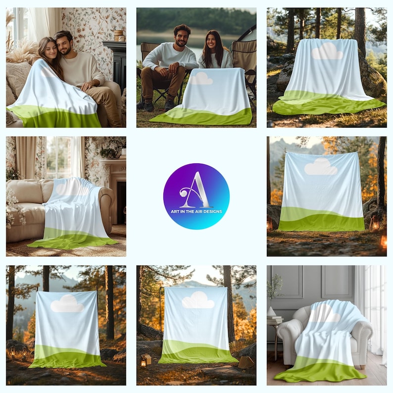 High-Quality Blanket Mockups for Canva template , just Drag and drop your designs and adjust the shadow , Including commercial use.