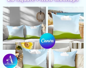 Maqueta de 20 almohadas, maqueta de 20 almohadas de Canva para plantilla de Canva