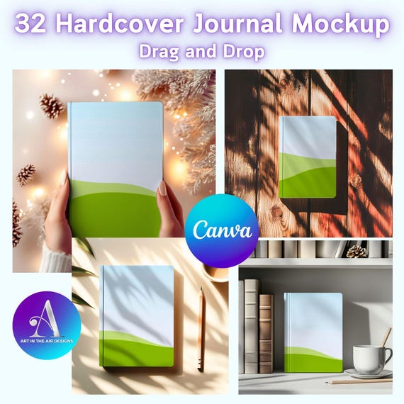 Hardcover Journal Mockup for Canva: Minimalist Design Template (Digital Download)