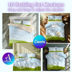 16 Bedding Set Mockup for Canva: 16 Bedroom Scenes (Digital Download)