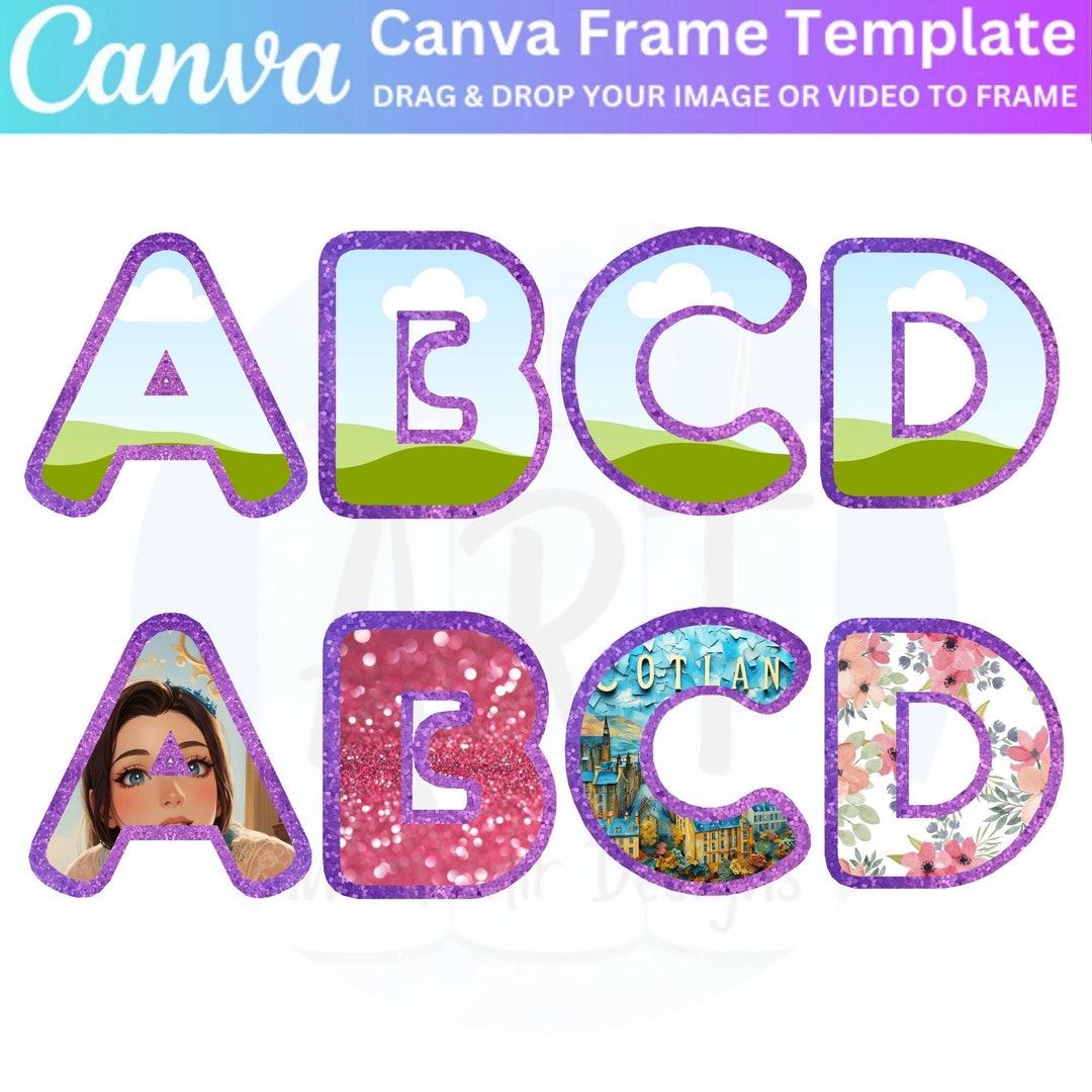 Canva Photo Collage Letters & Numbers Template, Canva Frames Bundle, A ...