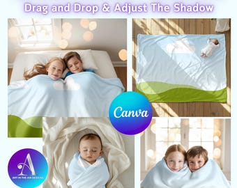 Baby Blanket Mockup Templates for Canva (Digital Download)