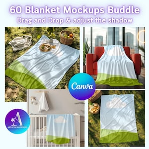 Blanket Mockup Bundle for Canva: Drag & Drop Designs