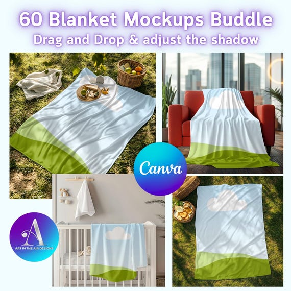Blanket Mockup Bundle for Canva: Drag & Drop Designs