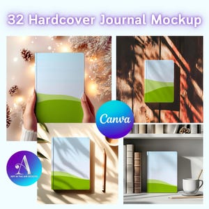 Maqueta de diario de tapa dura para Canva, maquetas digitales minimalistas, plantilla de diario editable, tapa dura personalizable