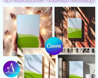 Hardcover Journal Mockup for Canva: Minimalist Design Template (Digital Download)