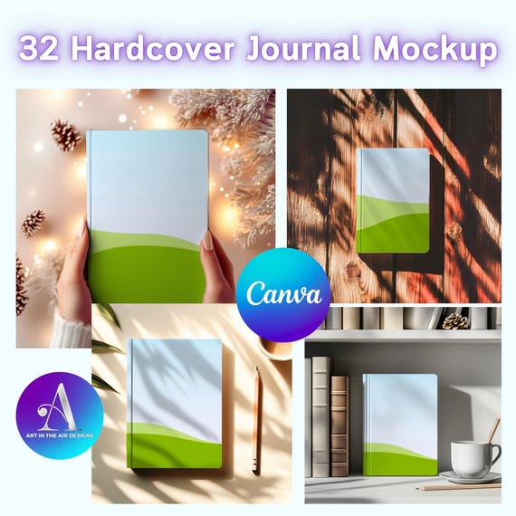 Hardcover Journal Mockup for Canva: Minimalist Design Template (Digital Download)