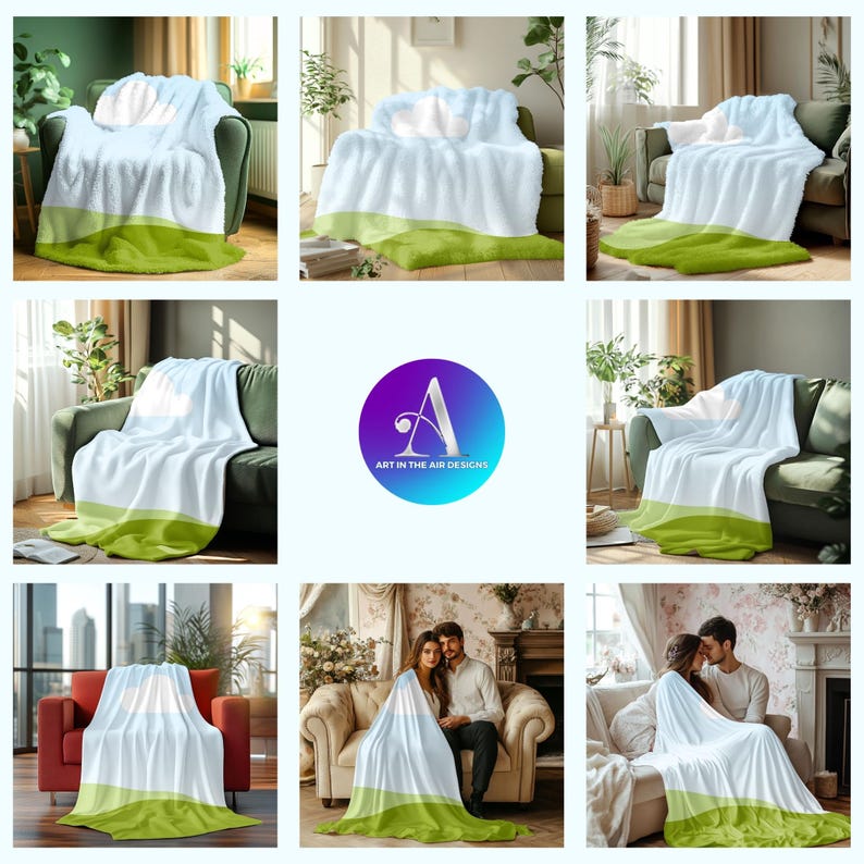 High-Quality Blanket Mockups for Canva template , just Drag and drop your designs and adjust the shadow , Including commercial use.