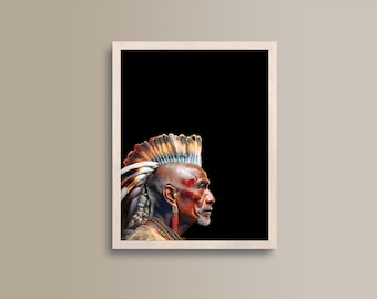 Der Irokese, portrait, poster, art, print, picture, illustration, interior, wall art, art print, iroquois, home, exclusive, modern