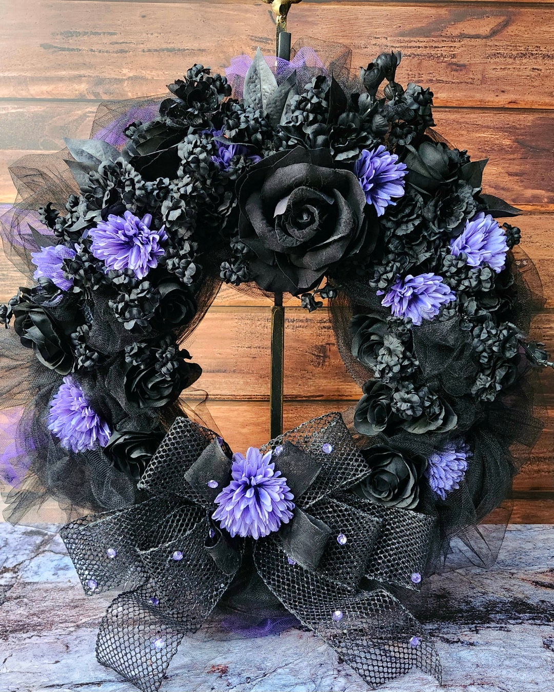 Black Rose Wreath, Goth Decor, Victorian, Edwardian, Halloween Decor ...
