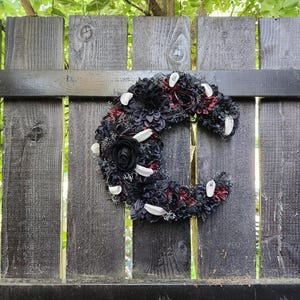 Gothic Crescent Moon Wreath: Lunar Carnivoria, Spooky Halloween Decor