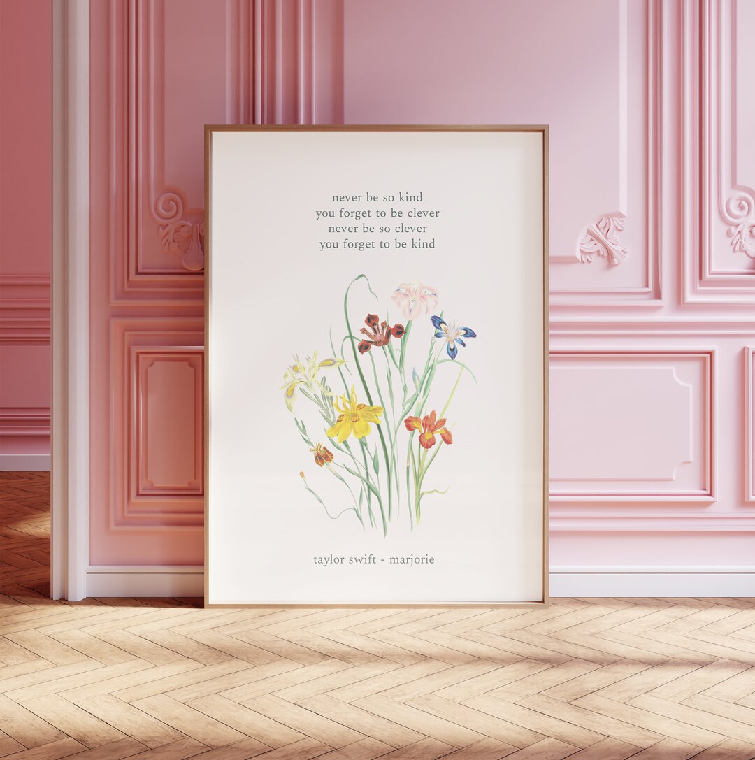 Taylor Swift Marjorie Poster Lyrics & Swiftie Flower Wall Art Evermore