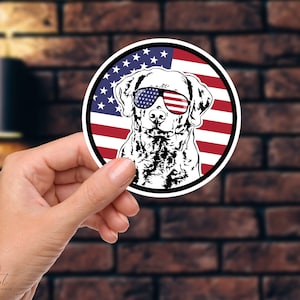 Chesapeake Bay Retriever Sticker, Die-Cut Sticker, Chesapeake Bay Retriever, Vinyl Decal, Pet Lover Decal, US Flag, Waterproof Sticker, Duck