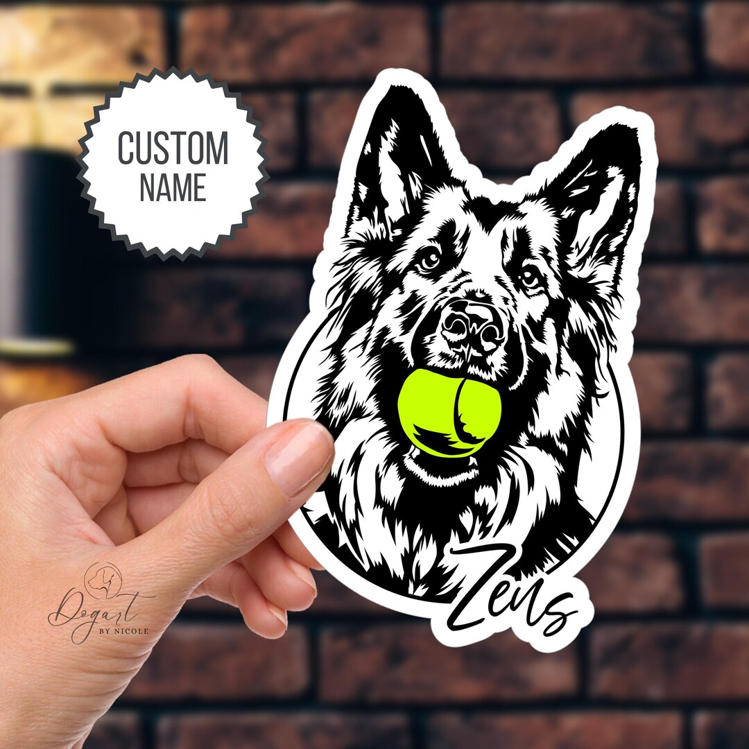 Gsd Sticker German Shepherd Sticker, Die-cut Sticker, Custom Dog Name, Vinyl Decal ...