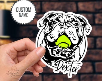 English Bulldog Sticker, Die-Cut Sticker, Custom Dog Name, English Bulldog, Bulldog Mom Gift, Vinyl Decal, Bulldog Dad Gift, Bulldog Gift