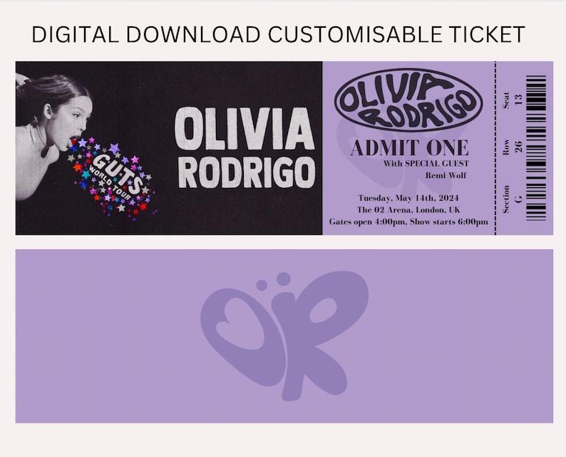 GUTS World Tour | Olivia Rodrigo | Customisable Ticket - Etsy UK