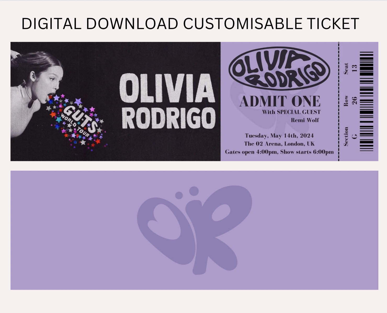 GUTS World Tour Olivia Rodrigo Customisable Ticket Etsy