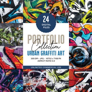 24 枚のアーバン グラフィティ アート画像 | 鮮やかなアーバン アート。昇華、テキスタイル デザイン、ウォール アート、デジタル ペーパー、スクラップブッキング、エッジの効いたデザインに最適です。
