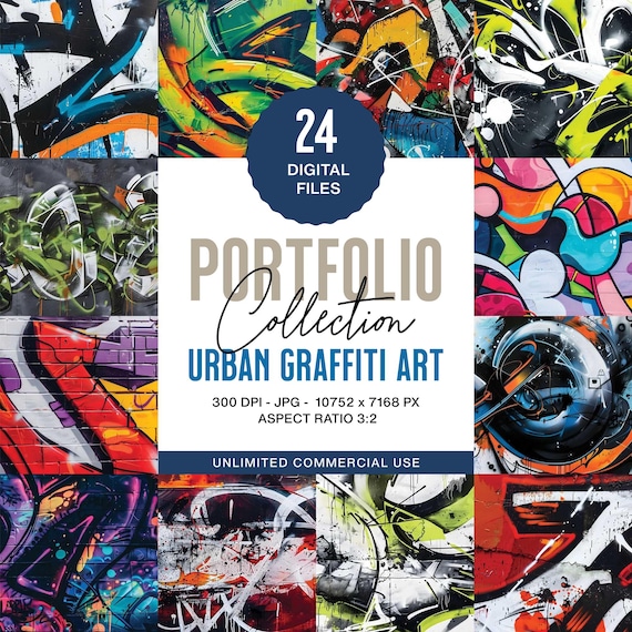Urban Graffiti Art Images: High-Resolution Prints for Wall Art (Digital Download, 24 JPGs