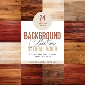 24 texturas de madera natural, fondos de madera: haya, ciprés, ébano, nogal, arce, teca, nogal, roble, paduak y más / Uso comercial.
