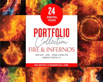 Tła z płomieniami: wysokiej rozdzielczości pliki JPG z motywem ognia i piekła (8192x8192 px, do użytku komercyjnego)