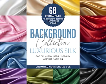 68 fondos de seda lujosos / Papel digital elegante / Texturas de satén y seda para diseñadores / Descarga instantánea