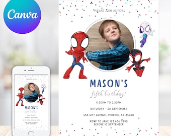 Spidey And his Amazing Friends Birthday Invitation Spidey Invitation Spiderman Party Spidey And Friends Boy Invite Instant Digital EDITABLE