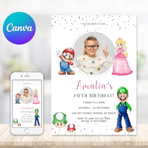 Super Mario Birthday Invitation | Birthday Invitation | Super Mario Invitation | Editable Printable Mario Invitation Birthday Template