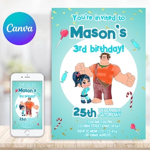 Wreck It Ralph Invitation Wreck It Ralph Birthday Invitation Wreck It Ralph Party Wreck It Ralph Editable Invitation
