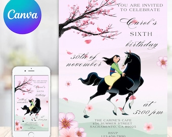 Mulan Invitation Princess Mulan Invitation Mulan Birthday Mulan Invite Mulan Birthday Invitation Mulan Party Invitation